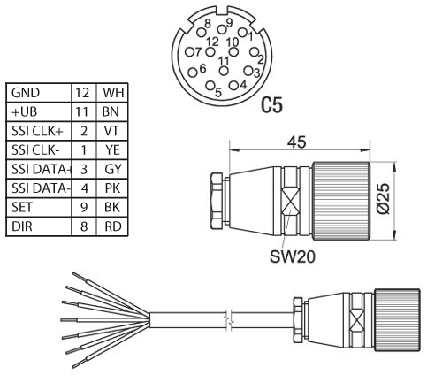 Z KD1267 SSI female connector encoder