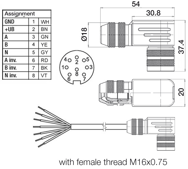 Z KDA867S female connector encoder